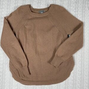 By Design Womens Minimalist Tan Knit Sweater Size L Quiet Luxury Professor Cozy